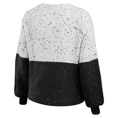 Las Vegas Raiders WEAR by Erin Andrews Women's Lighweight Modest Crop Color-Block Pullover Sweater - White/Black - NFL