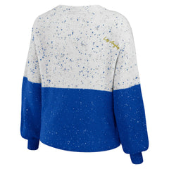Los Angeles Rams WEAR by Erin Andrews Women's Lighweight Modest Crop Color-Block Pullover Sweater - White/Royal - NFL