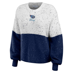 Tennessee Titans WEAR by Erin Andrews Women's Lighweight Modest Crop Color-Block Pullover Sweater - White/Navy - NFL