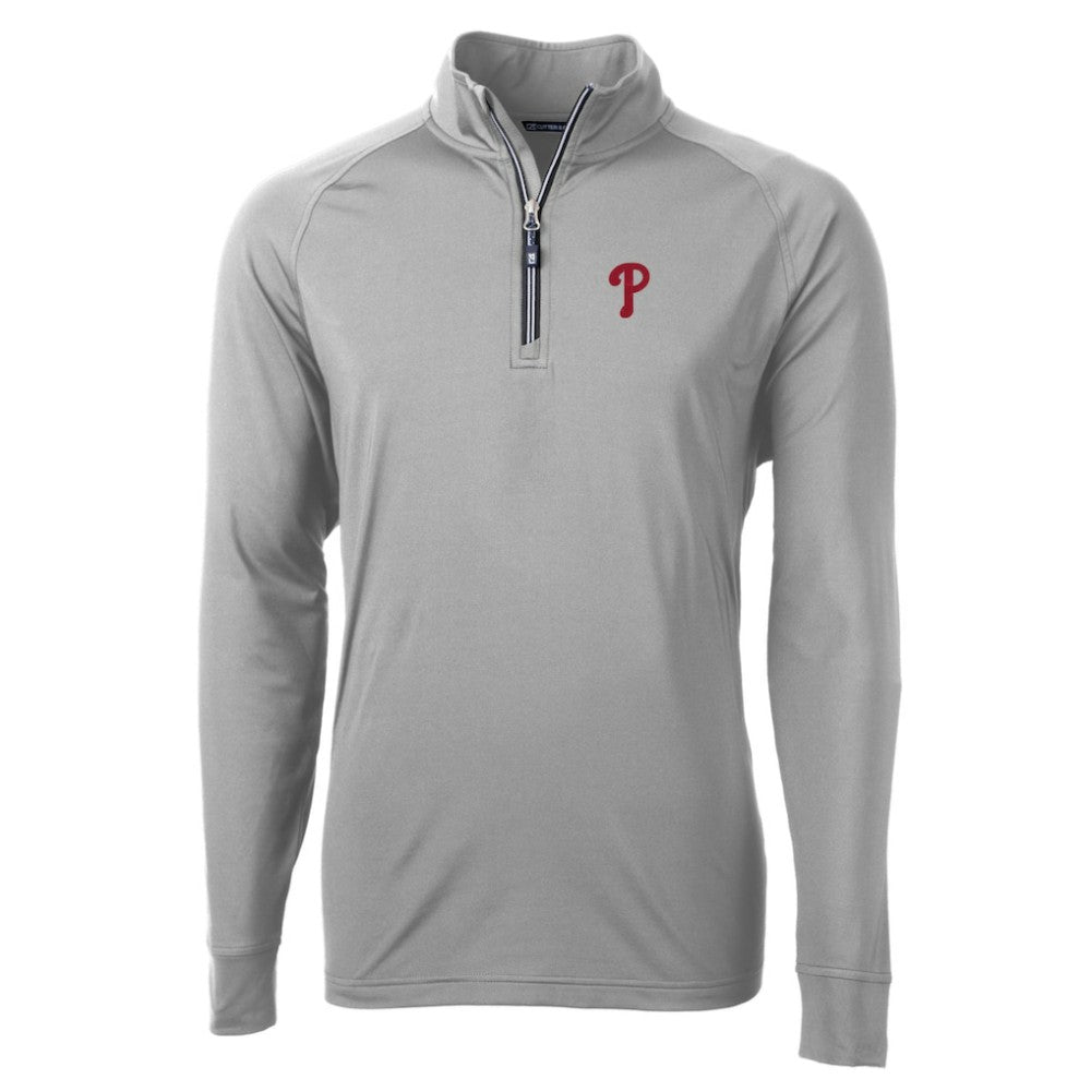Philadelphia Phillies Cutter & Buck Adapt Eco Knit Stretch Recycled Quarter-Zip Pullover Top Sale