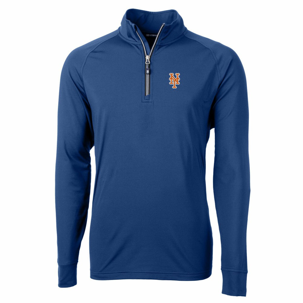New York Mets Cutter & Buck Adapt Eco Knit Stretch Recycled Quarter-Zip Pullover Top for sale