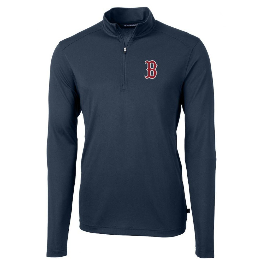 Boston Red Sox Cutter & Buck Virtue Eco Pique Recycled Quarter-Zip Pullover Top Discount