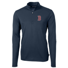 Boston Red Sox Cutter & Buck Virtue Eco Pique Recycled Quarter-Zip Pullover Top Discount