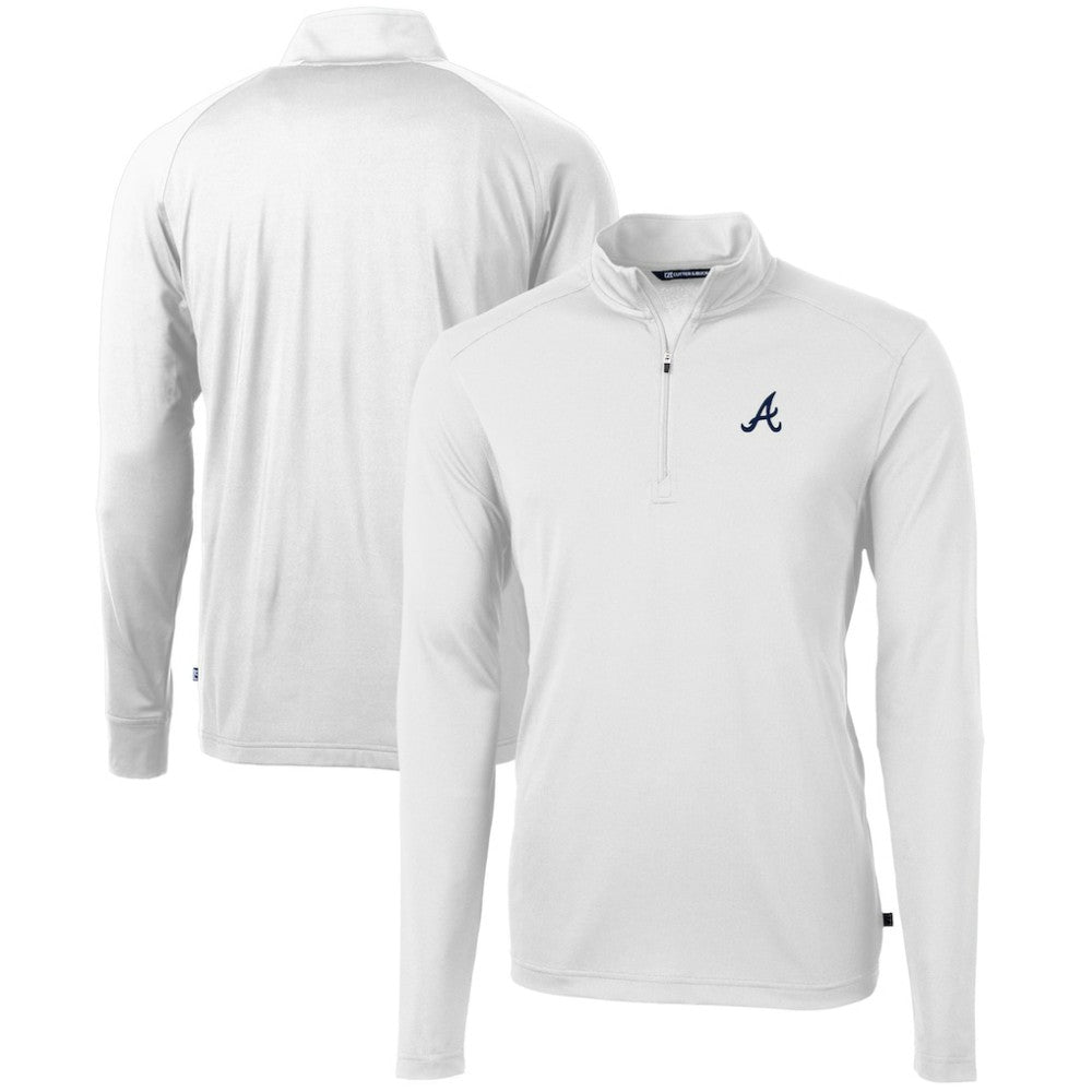Atlanta Braves Cutter & Buck Virtue Eco Pique Recycled Quarter-Zip Pullover Top Near Me