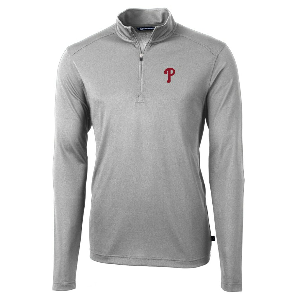 Philadelphia Phillies Cutter & Buck Virtue Eco Pique Recycled Quarter-Zip Pullover Top Discount