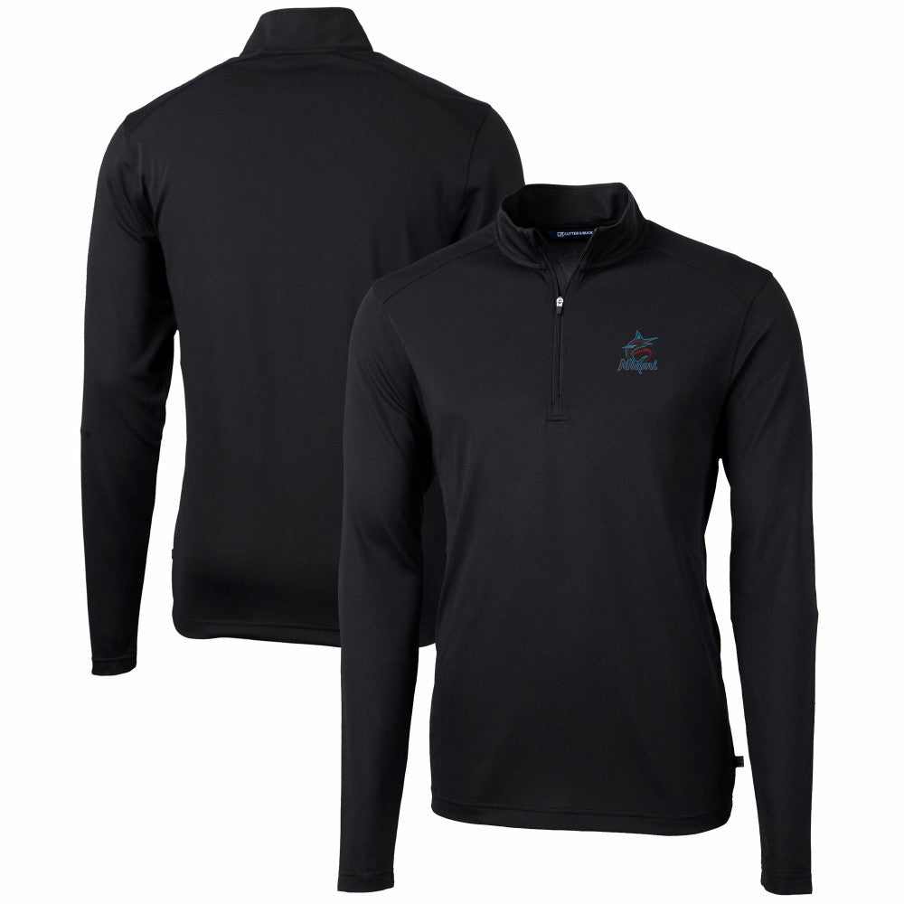 Miami Marlins Cutter & Buck Virtue Eco Pique Recycled Quarter-Zip Pullover Top Discount