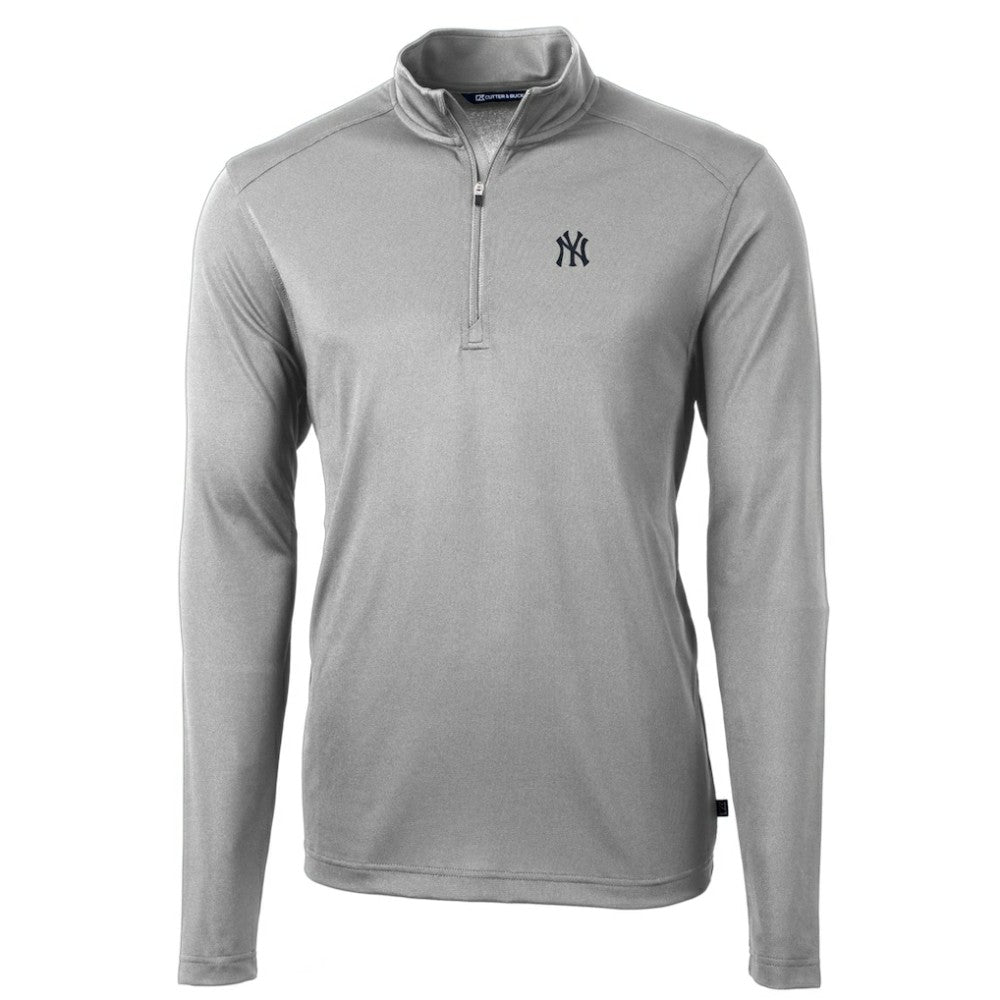New York Yankees Cutter & Buck Virtue Eco Pique Recycled Quarter-Zip Pullover Top Outlet