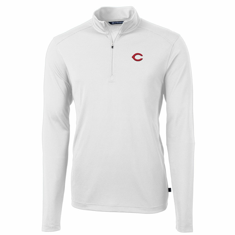 Cincinnati Reds Cutter & Buck Virtue Eco Pique Recycled Quarter-Zip Pullover Top Sale