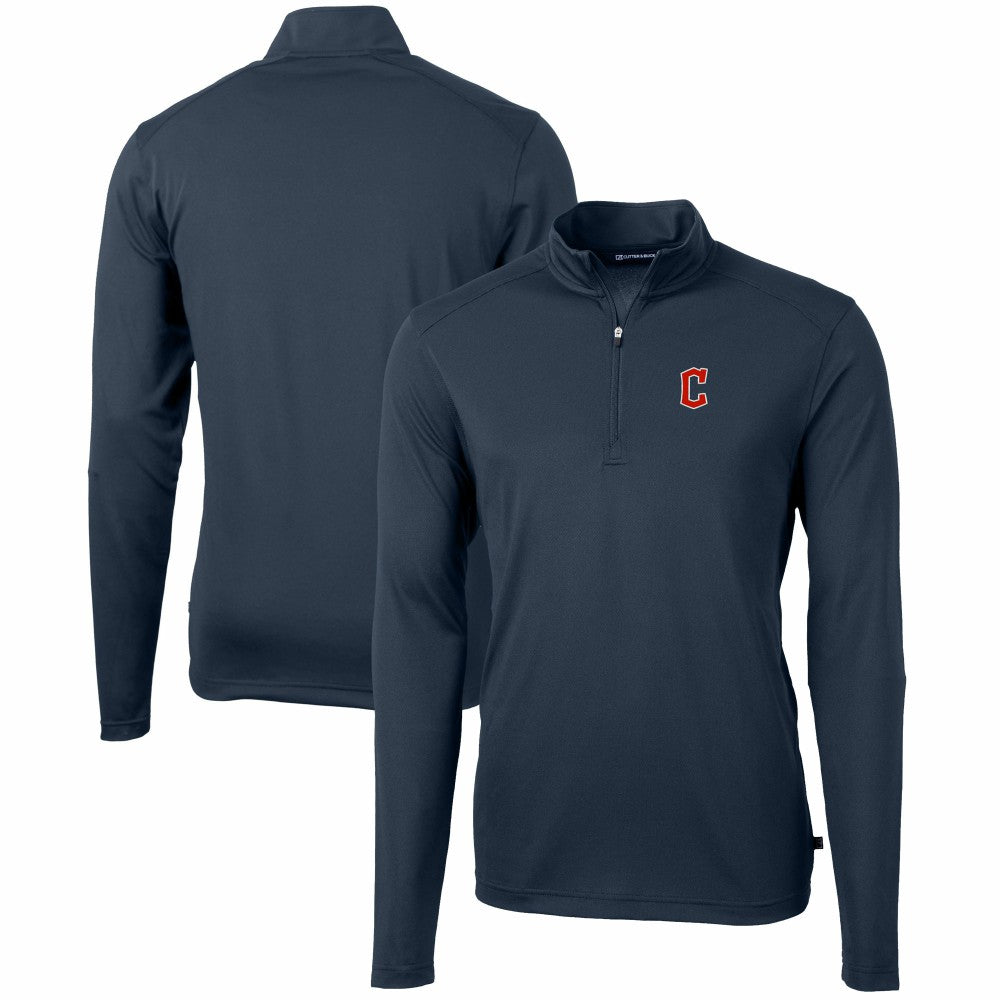 Cleveland Guardians Cutter & Buck Virtue Eco Pique Recycled Quarter-Zip Pullover Top for sale