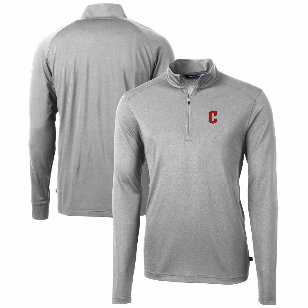 Cleveland Guardians Cutter & Buck Virtue Eco Pique Recycled Quarter-Zip Pullover Top for sale