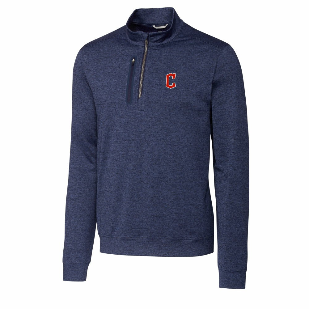 Cleveland Guardians Cutter & Buck Stealth Heathered Quarter-Zip Pullover Top Sale
