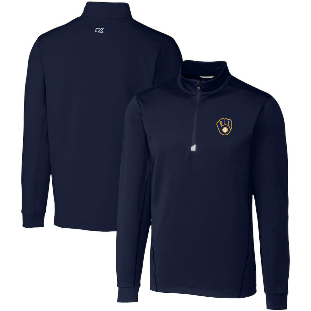 Milwaukee Brewers Cutter & Buck Big & Tall Traverse Stretch Quarter-Zip Pullover Top Outlet