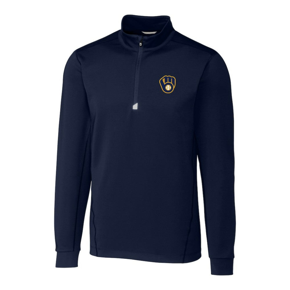 Milwaukee Brewers Cutter & Buck Big & Tall Traverse Stretch Quarter-Zip Pullover Top Outlet
