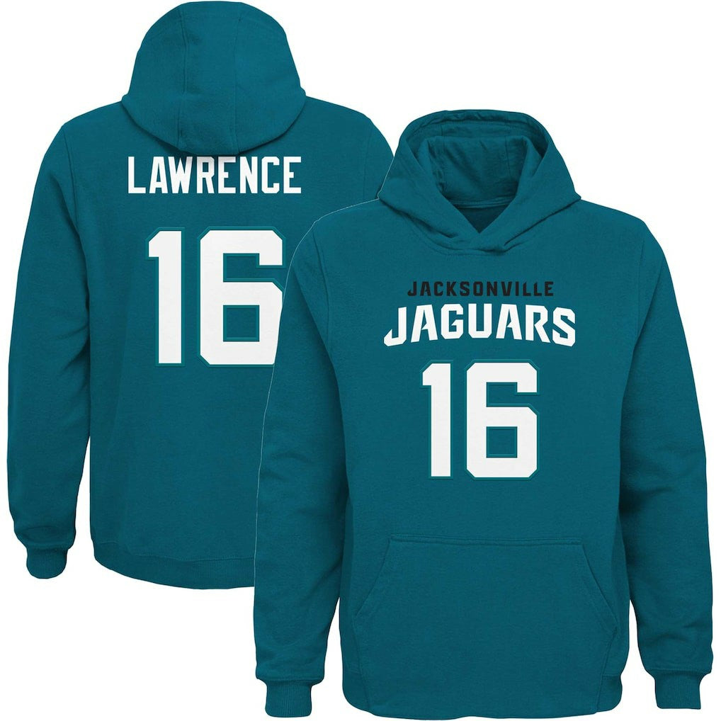 Trevor Lawrence Jacksonville Jaguars Youth Mainliner Player Name & Number Pullover Hoodie - Teal - NFL