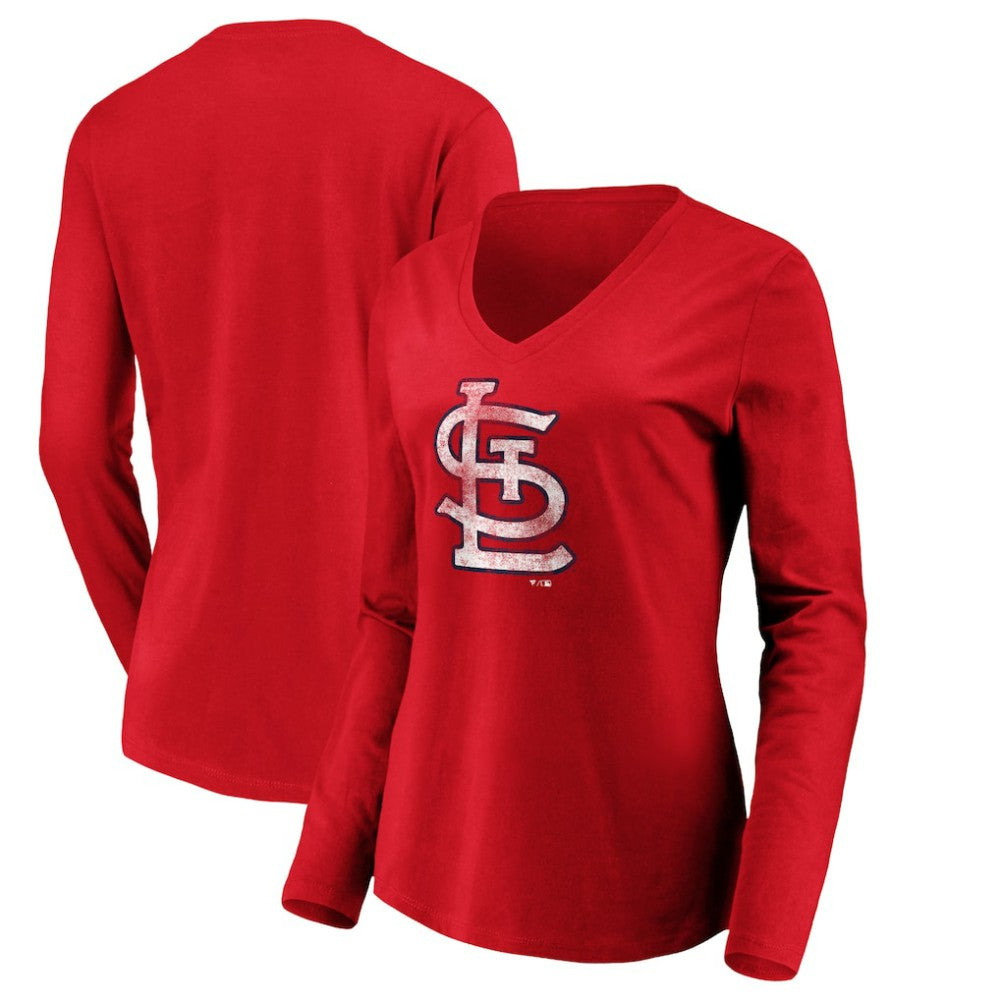 St. Louis Cardinals Women's Team Long Sleeve V-Neck T-Shirt Outlet