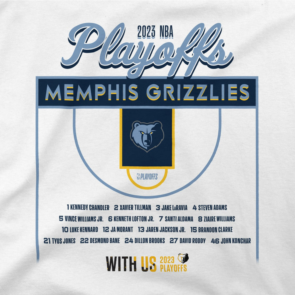 Memphis Grizzlies Stadium Essentials Unisex 2023 NBA Playoffs Roster T-Shirt White
