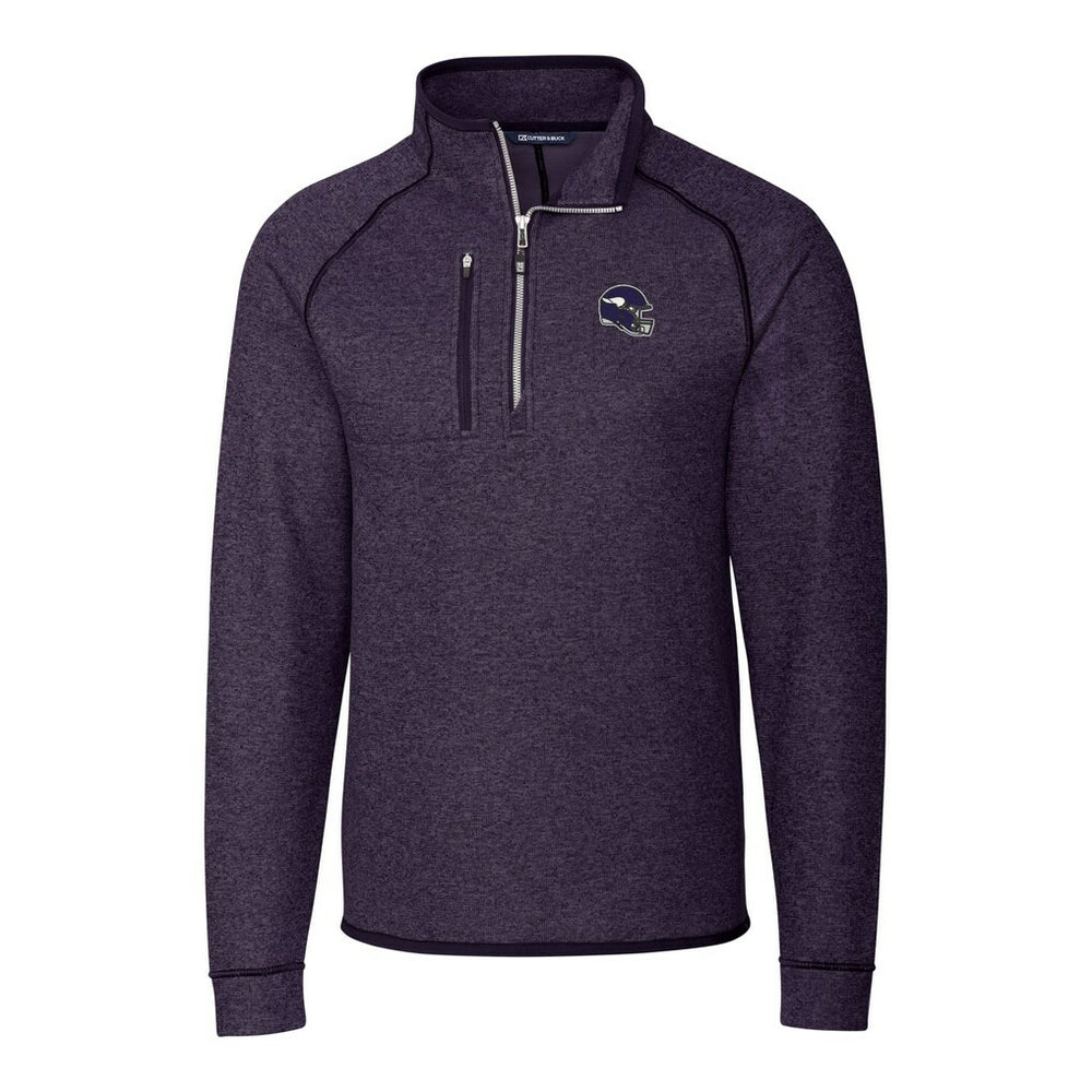 Minnesota Vikings Cutter & Buck Helmet Mainsail Sweater-Knit Half-Zip Pullover Jacket - Purple - NFL