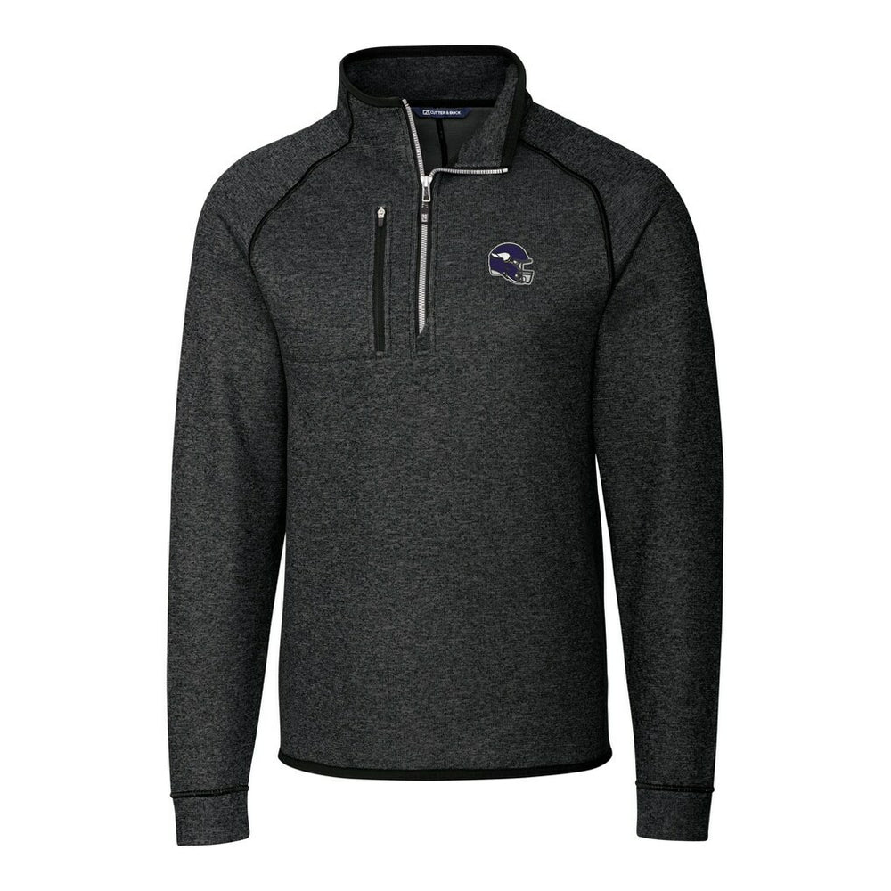 Minnesota Vikings Cutter & Buck Helmet Mainsail Sweater-Knit Half-Zip Pullover Jacket - Charcoal - NFL