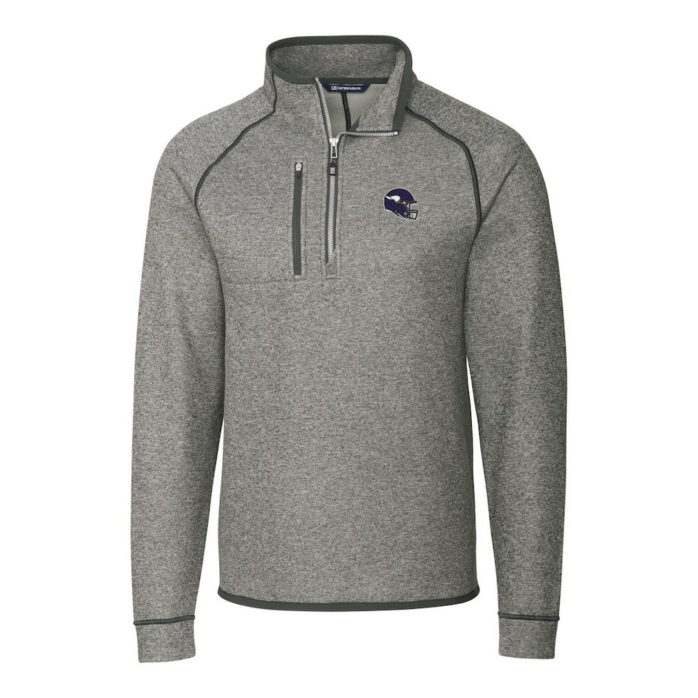 Minnesota Vikings Cutter & Buck Helmet Mainsail Sweater-Knit Half-Zip Pullover Jacket - Silver - NFL
