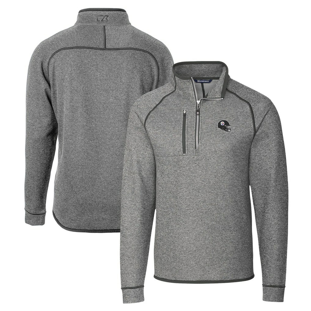 Pittsburgh Steelers Cutter & Buck Helmet Mainsail Sweater-Knit Half-Zip Pullover Jacket - Silver - NFL