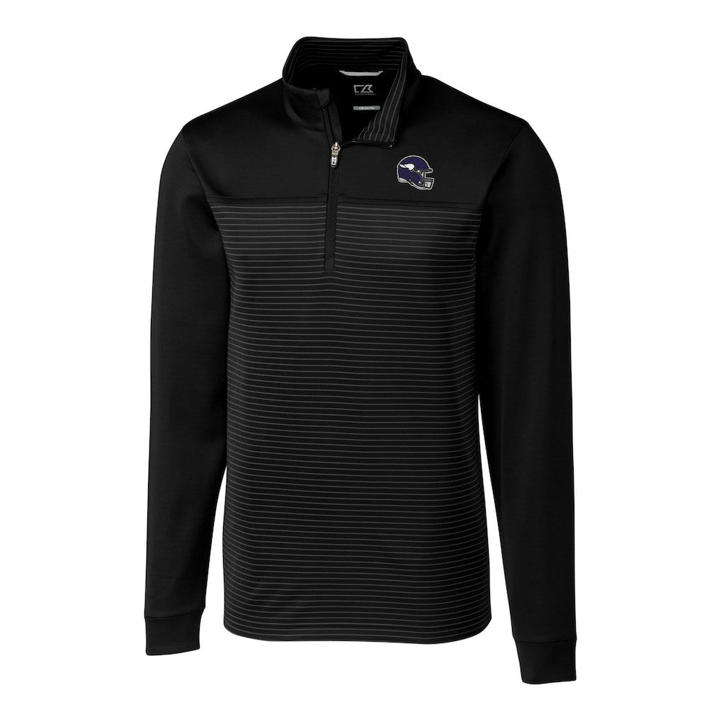 Minnesota Vikings Cutter & Buck Traverse Stripe Stretch Quarter-Zip Pullover Top - Black - NFL