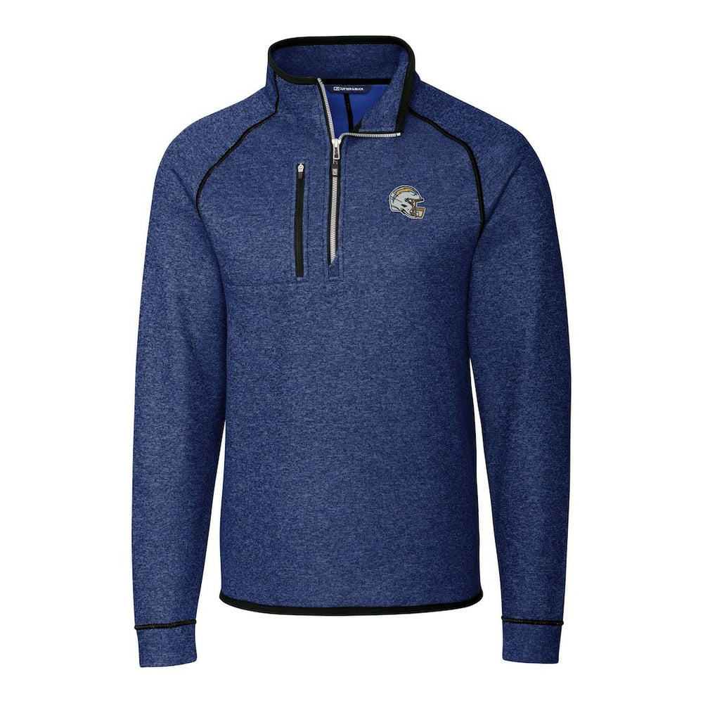 Los Angeles Chargers Cutter & Buck Helmet Mainsail Sweater-Knit Half-Zip Pullover Jacket - Blue - NFL
