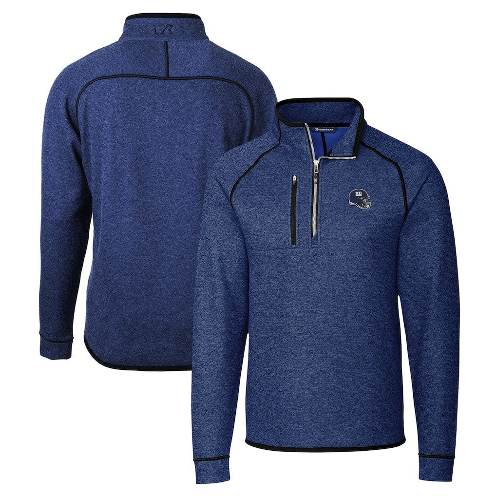 New York Giants Cutter & Buck Helmet Mainsail Sweater-Knit Half-Zip Pullover Jacket - Blue - NFL