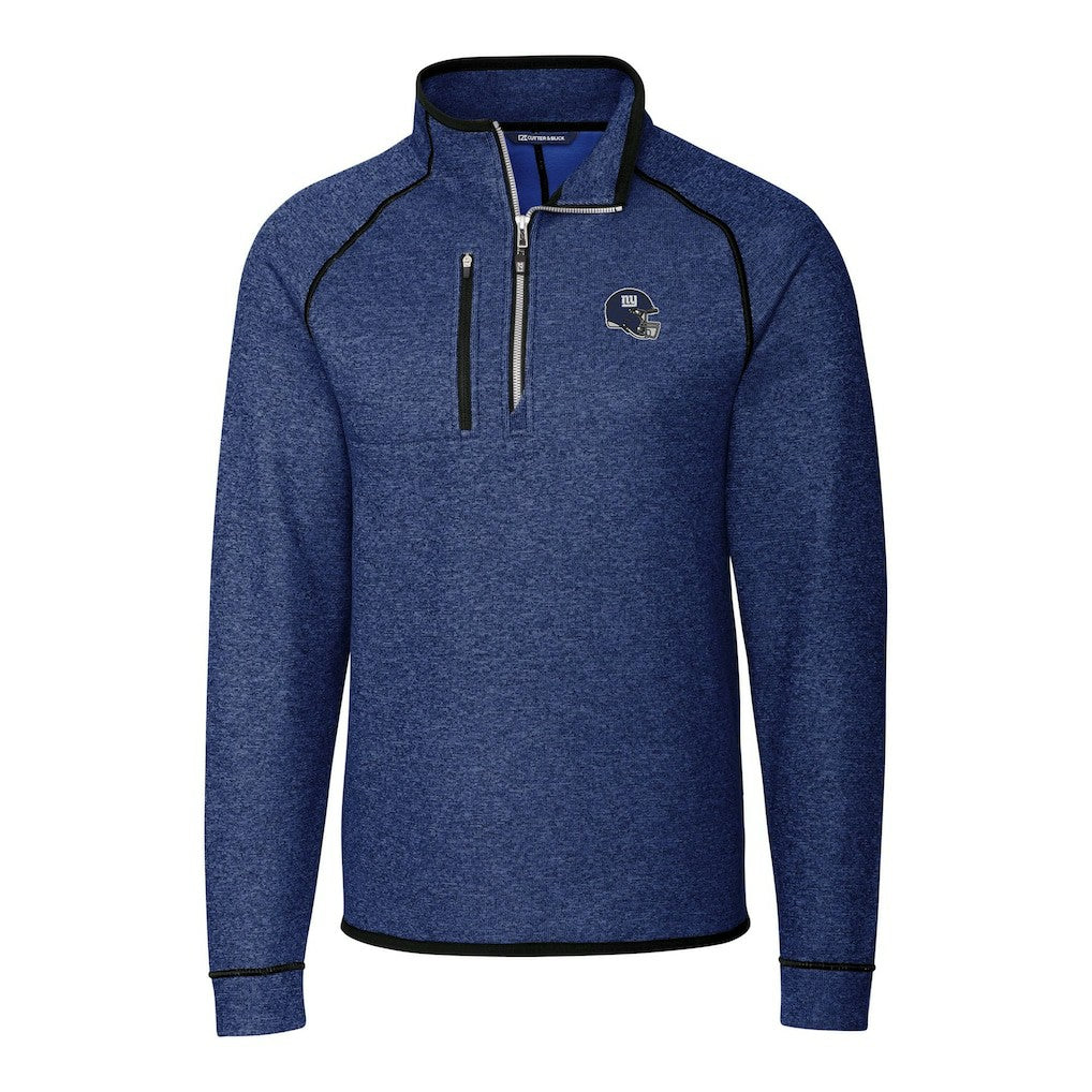 New York Giants Cutter & Buck Helmet Mainsail Sweater-Knit Half-Zip Pullover Jacket - Blue - NFL