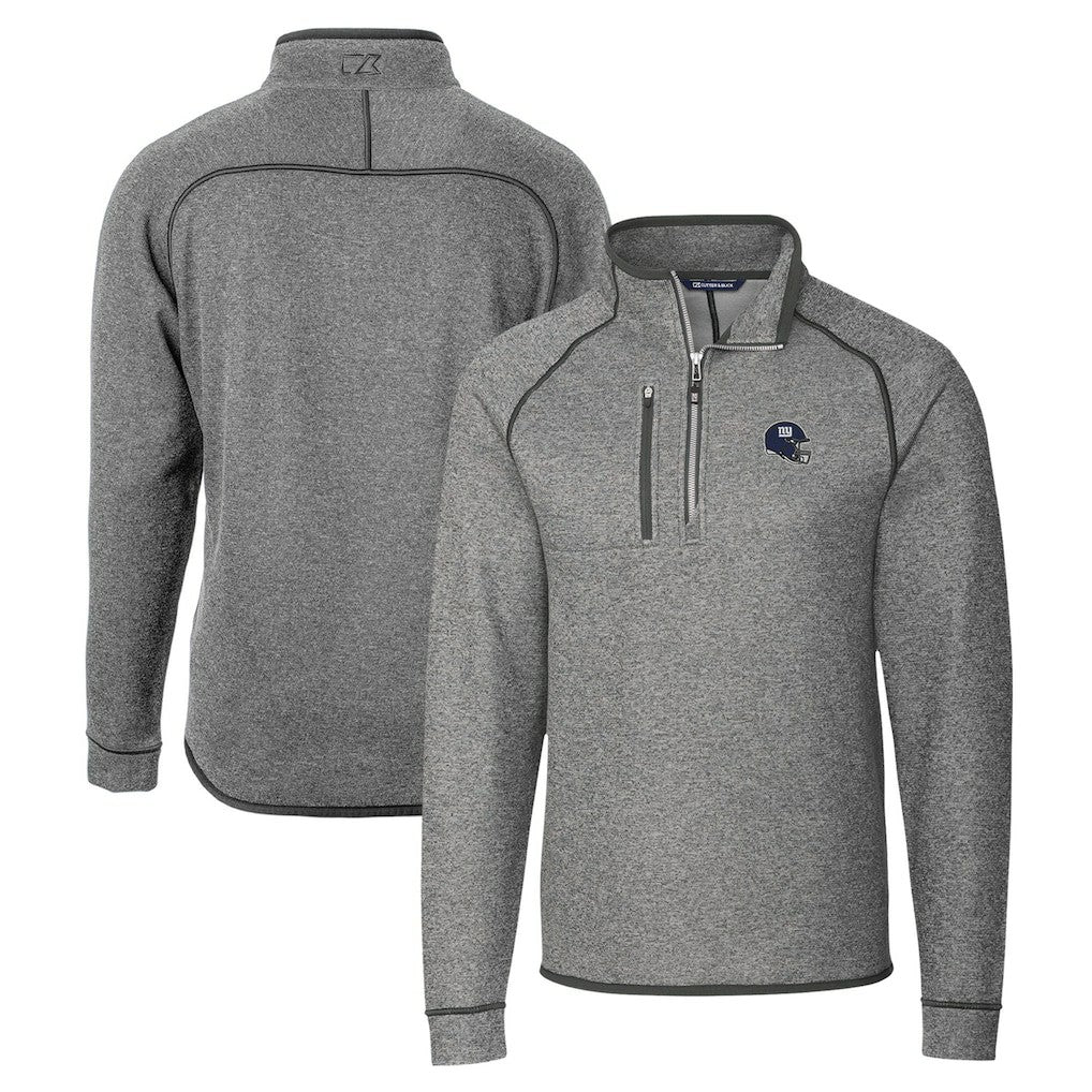 New York Giants Cutter & Buck Helmet Mainsail Sweater-Knit Half-Zip Pullover Jacket - Silver - NFL