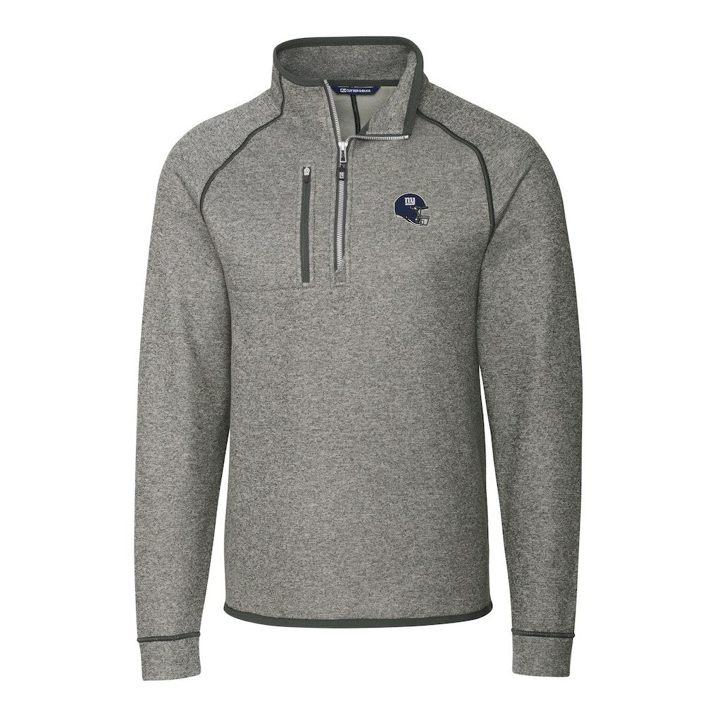 New York Giants Cutter & Buck Helmet Mainsail Sweater-Knit Half-Zip Pullover Jacket - Silver - NFL