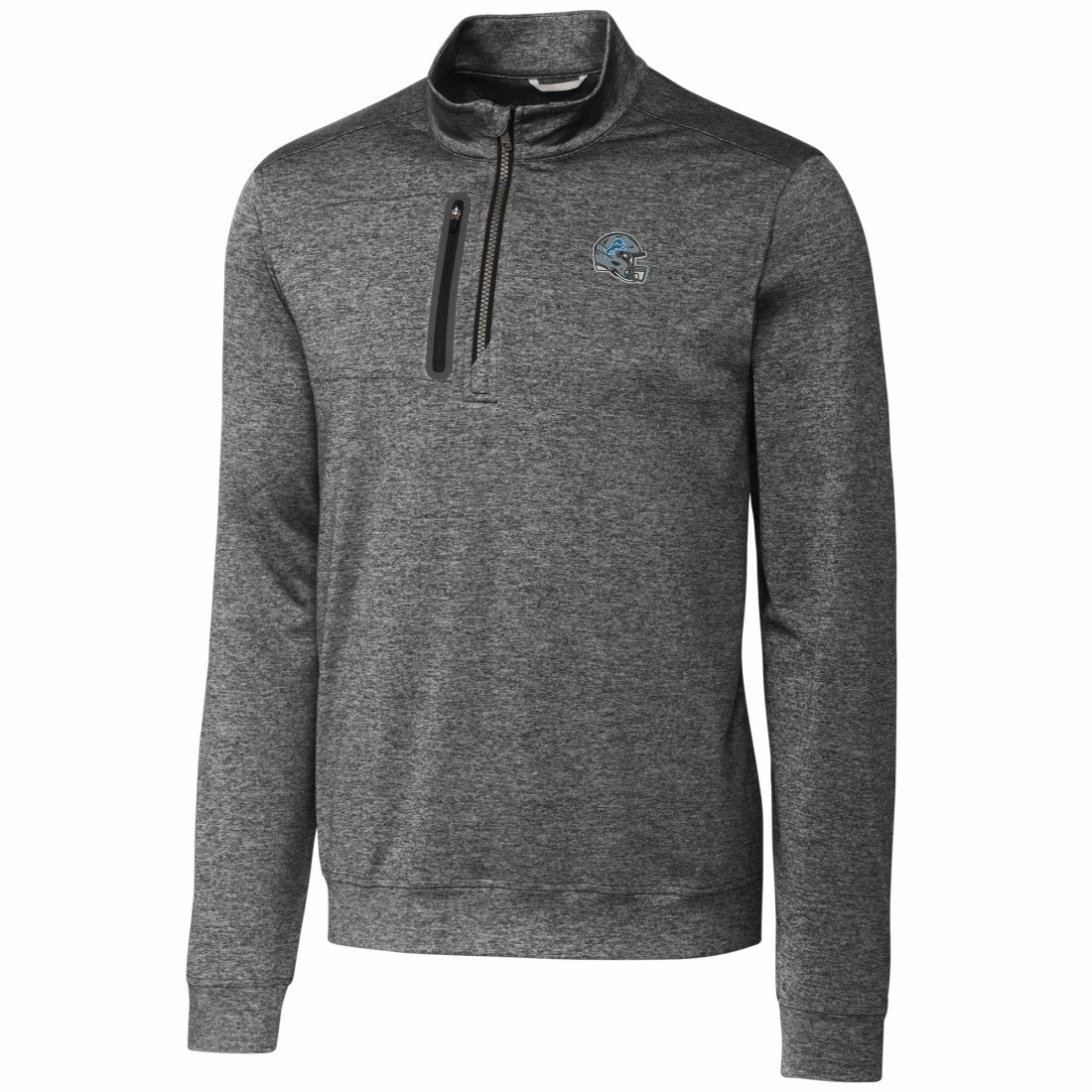 Detroit Lions Cutter & Buck Helmet Stealth Heathered Quarter-Zip Pullover Top - Gray - NFL