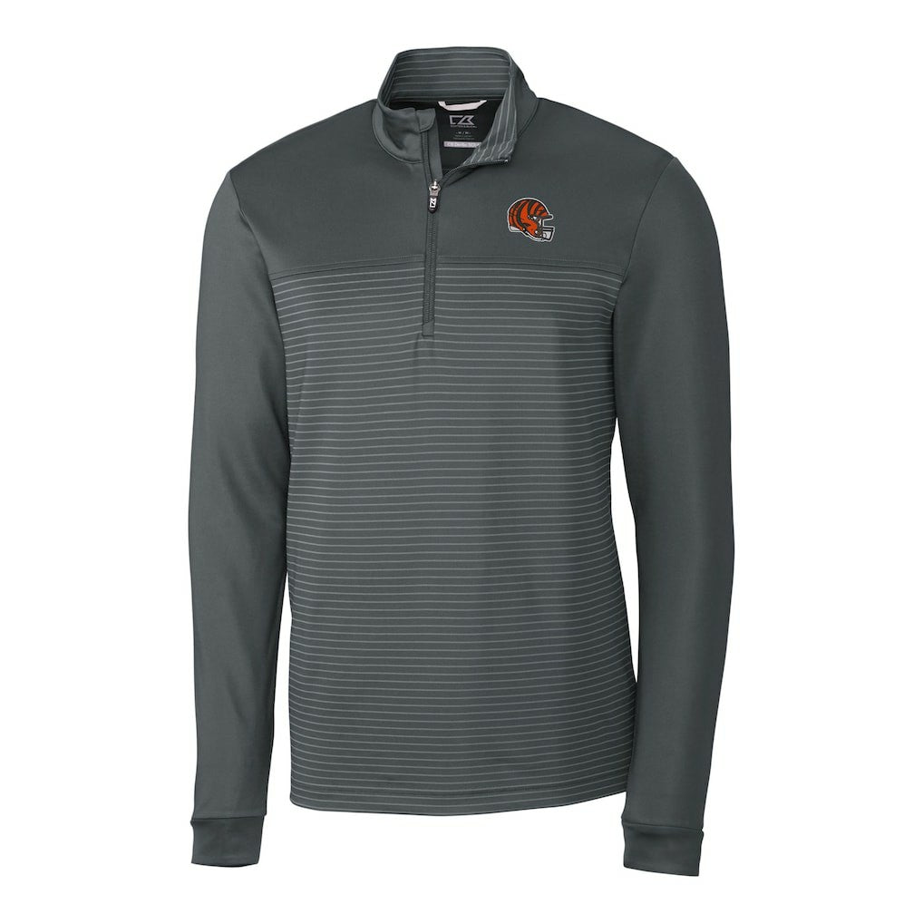 Cincinnati Bengals Cutter & Buck Traverse Stripe Stretch Quarter-Zip Pullover Top - Gray - NFL