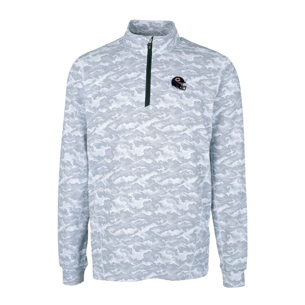 Chicago Bears Cutter & Buck Helmet Traverse Camo Print Stretch Quarter-Zip Pullover Top - Charcoal - NFL