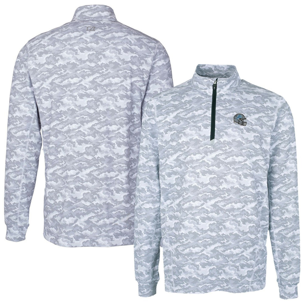 Detroit Lions Cutter & Buck Helmet Traverse Camo Print Stretch Quarter-Zip Pullover Top - Charcoal - NFL