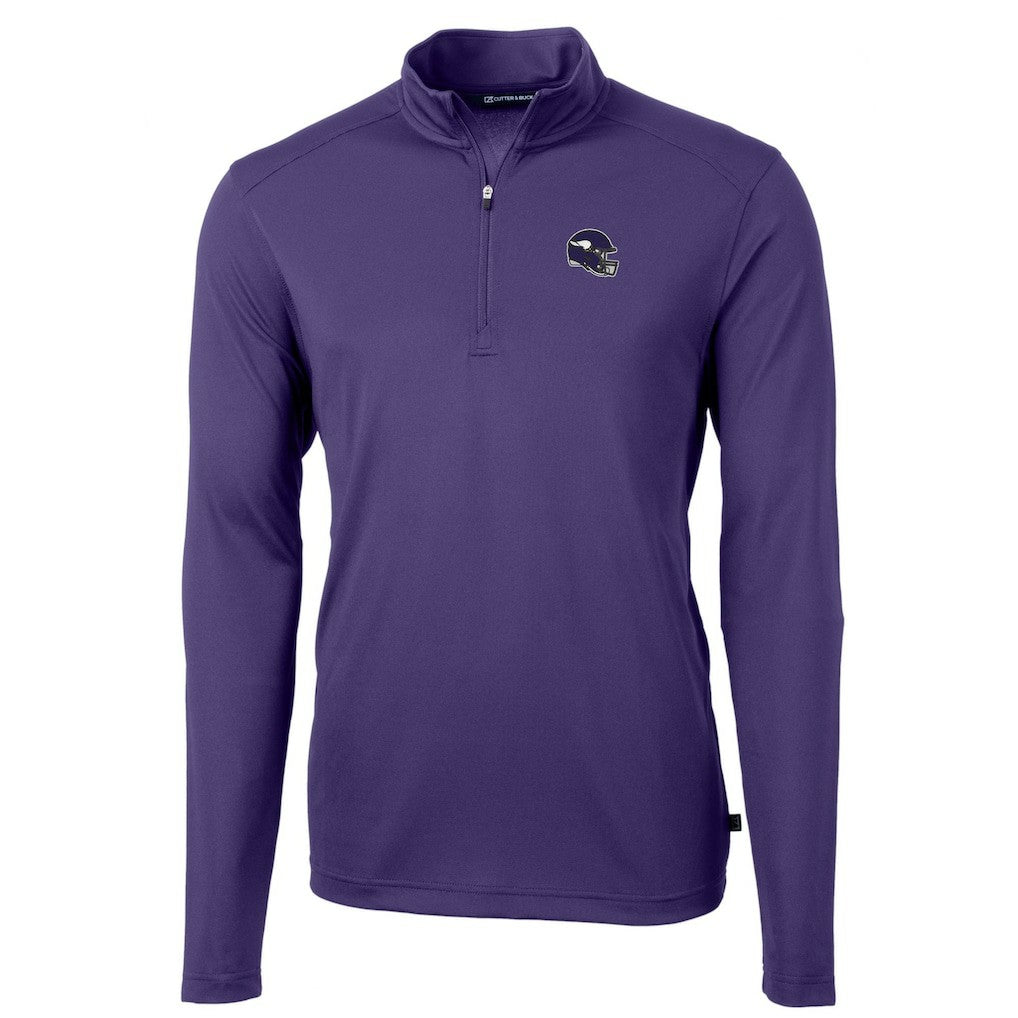 Minnesota Vikings Cutter & Buck Helmet Virtue Eco Pique Recycled Quarter-Zip Pullover Top - Purple - NFL