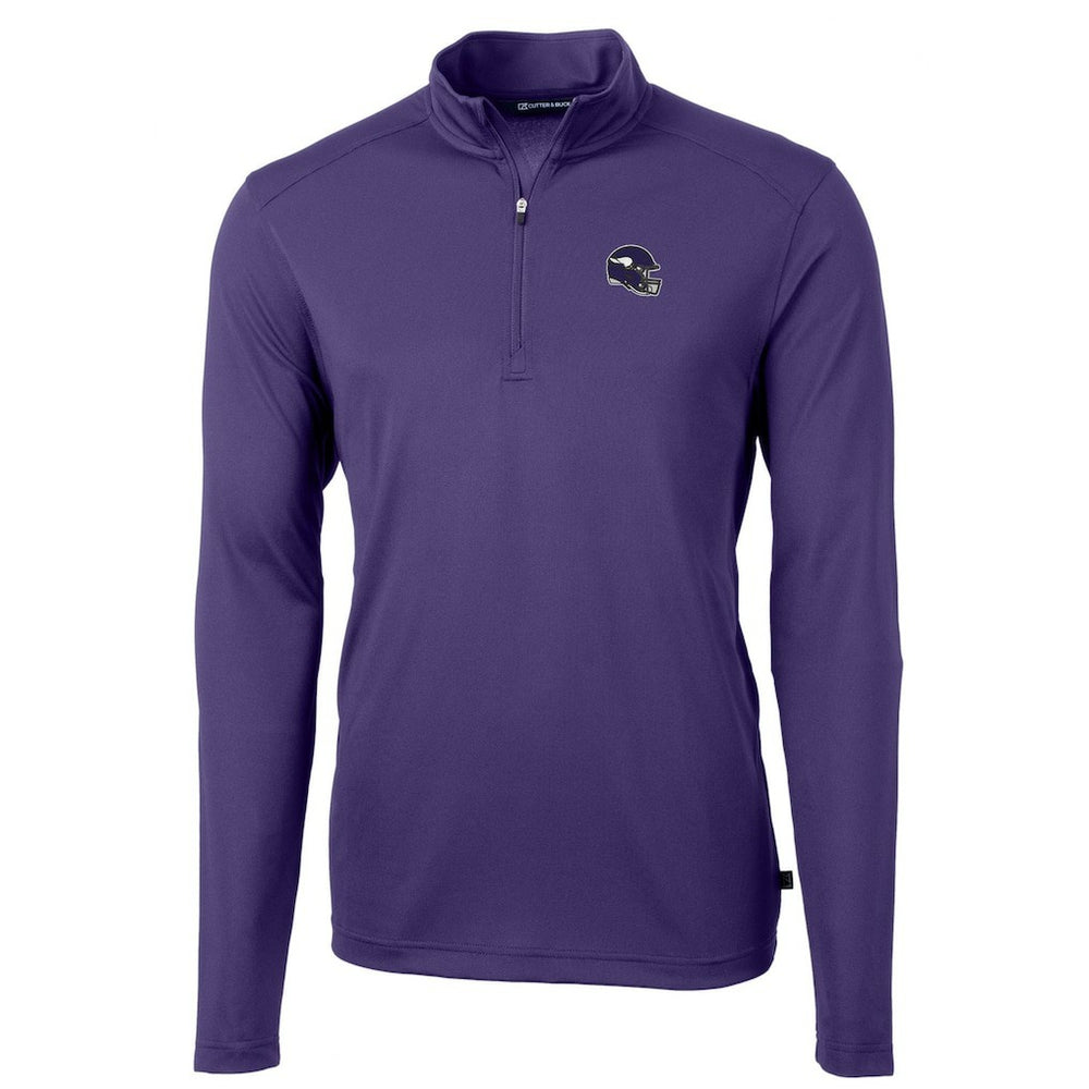 Minnesota Vikings Cutter & Buck Helmet Virtue Eco Pique Recycled Quarter-Zip Pullover Top - Purple - NFL