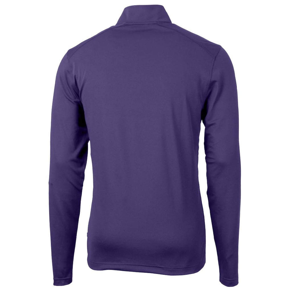 Minnesota Vikings Cutter & Buck Helmet Virtue Eco Pique Recycled Quarter-Zip Pullover Top - Purple - NFL