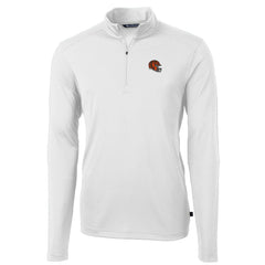 Cincinnati Bengals Cutter & Buck Helmet Virtue Eco Pique Recycled Quarter-Zip Pullover Top - White - NFL