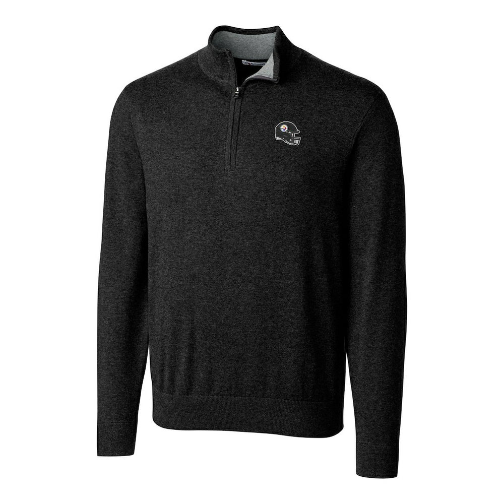 Pittsburgh Steelers Cutter & Buck Helmet Lakemont Tri-Blend Quarter-Zip Pullover Sweater - Black - NFL