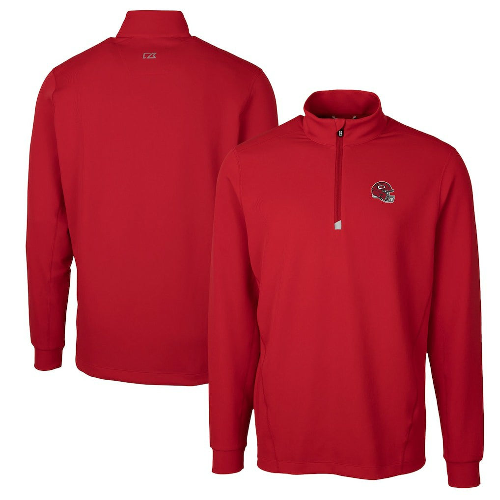 Kansas City Chiefs Cutter & Buck Helmet Traverse Stretch Quarter-Zip Pullover Top - Red - NFL