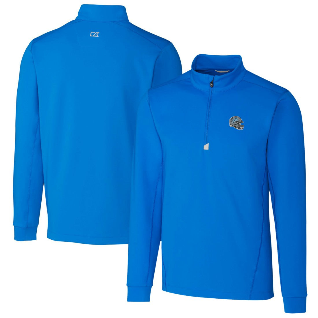 Detroit Lions Cutter & Buck Helmet Traverse Stretch Quarter-Zip Pullover Top - Blue - NFL