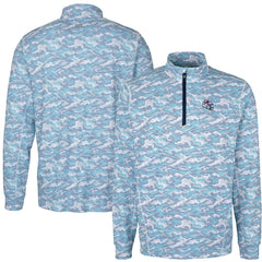 Buffalo Bills Cutter & Buck Helmet Traverse Camo Print Stretch Quarter-Zip Pullover Top - Light Blue - NFL