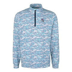 Buffalo Bills Cutter & Buck Helmet Traverse Camo Print Stretch Quarter-Zip Pullover Top - Light Blue - NFL