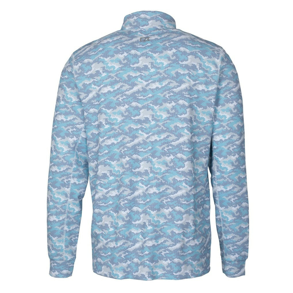 Buffalo Bills Cutter & Buck Helmet Traverse Camo Print Stretch Quarter-Zip Pullover Top - Light Blue - NFL