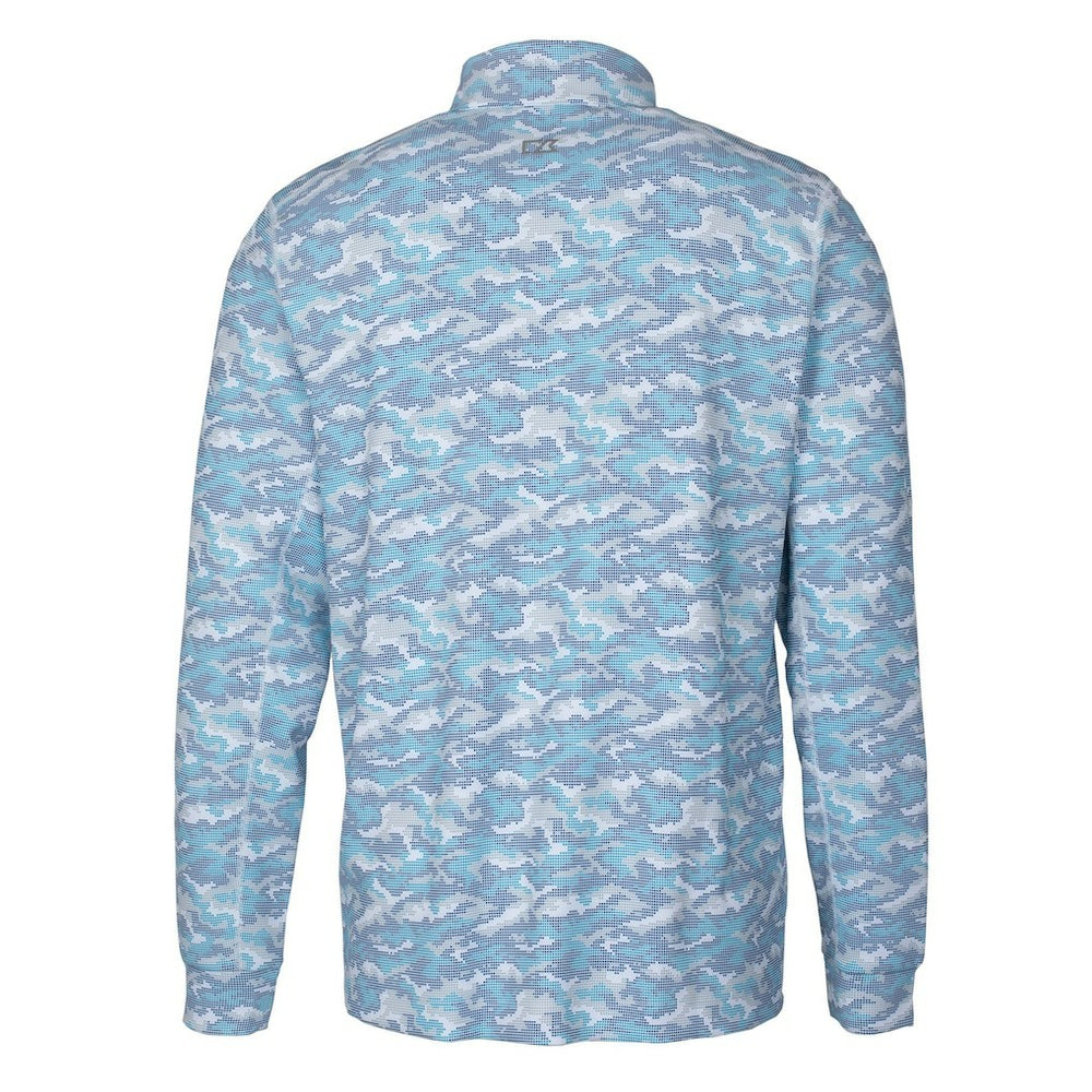 Buffalo Bills Cutter & Buck Helmet Traverse Camo Print Stretch Quarter-Zip Pullover Top - Light Blue - NFL