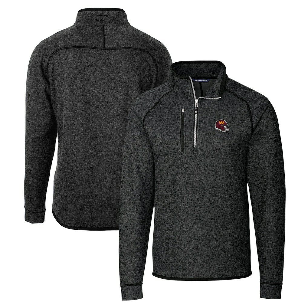 Washington Commanders Cutter & Buck Helmet Mainsail Sweater-Knit Half-Zip Pullover Jacket - Charcoal - NFL