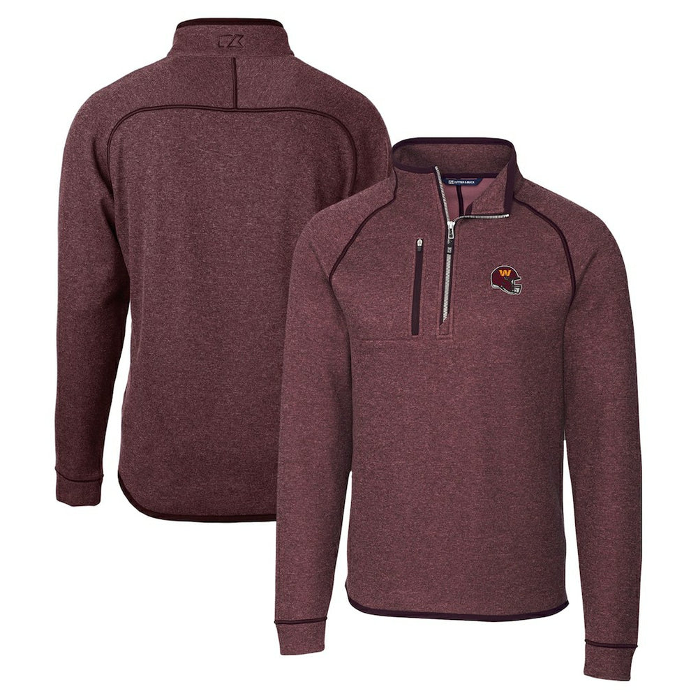 Washington Commanders Cutter & Buck Helmet Mainsail Sweater-Knit Half-Zip Pullover Jacket - Burgundy - NFL