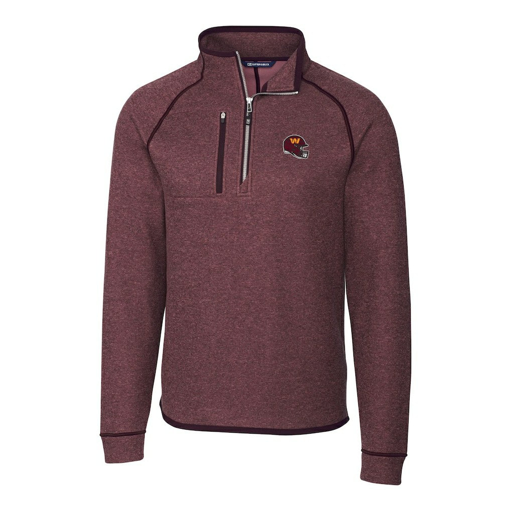 Washington Commanders Cutter & Buck Helmet Mainsail Sweater-Knit Half-Zip Pullover Jacket - Burgundy - NFL