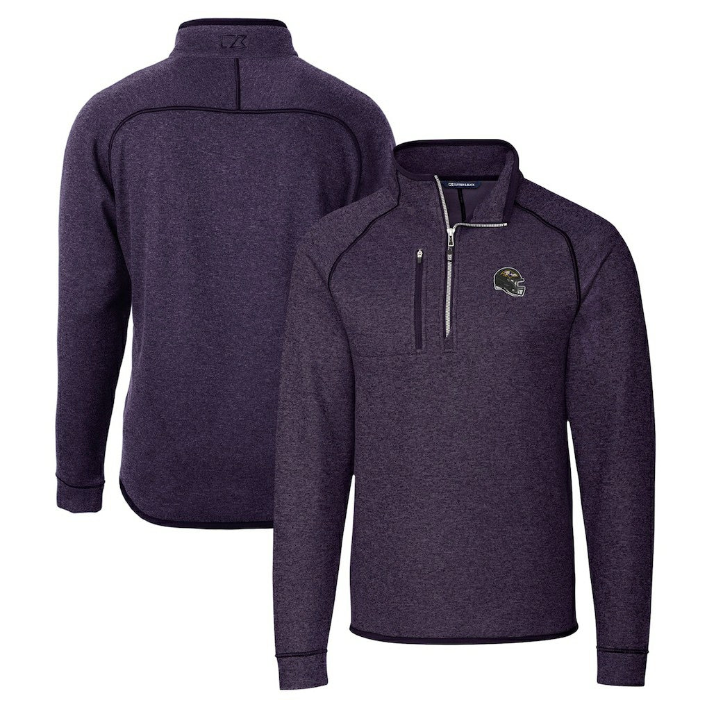 Baltimore Ravens Cutter & Buck Helmet Mainsail Sweater-Knit Half-Zip Pullover Jacket - Purple - NFL