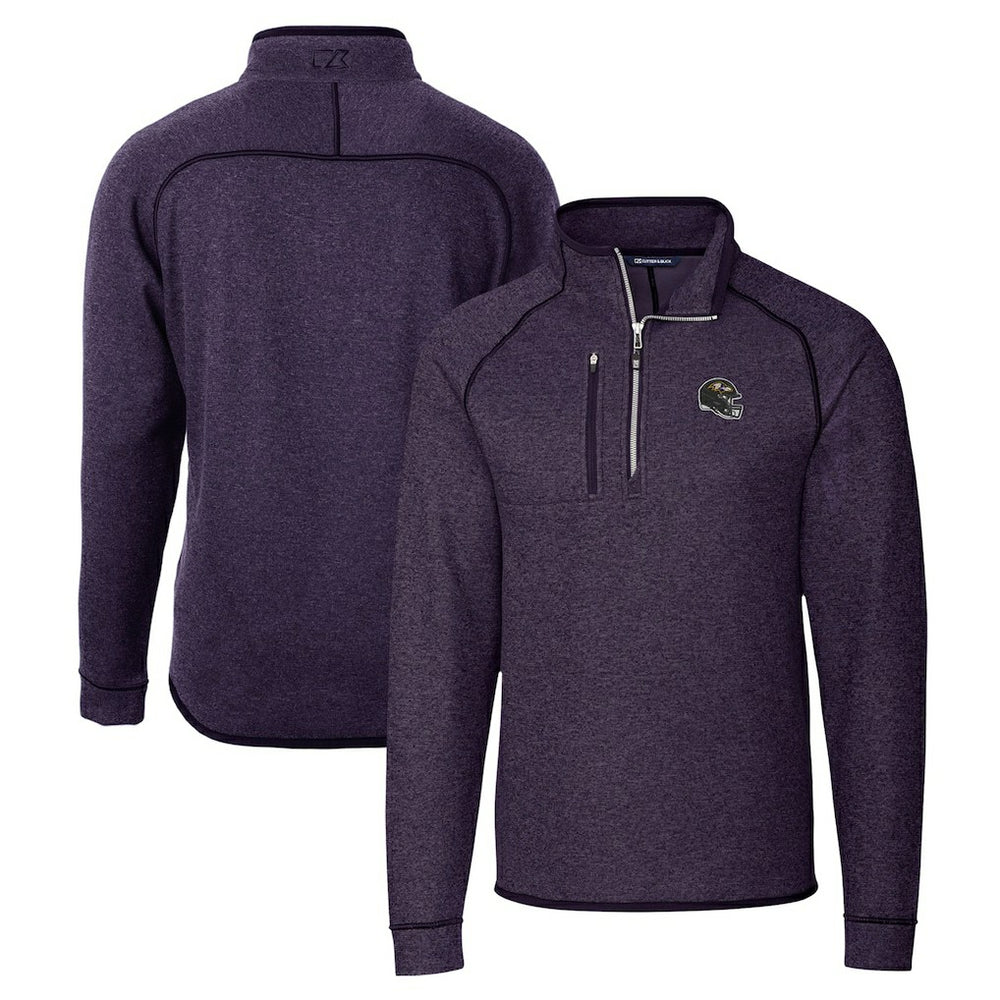 Baltimore Ravens Cutter & Buck Helmet Mainsail Sweater-Knit Half-Zip Pullover Jacket - Purple - NFL